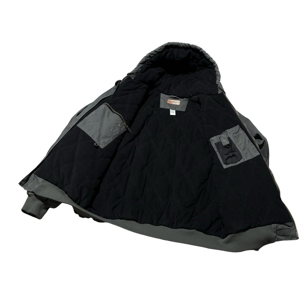 Wolverine Men's Lined Canvas Hooded Jacket Zip Up Green Detroit Size XL 29 x 29 - Picture 2 of 7
